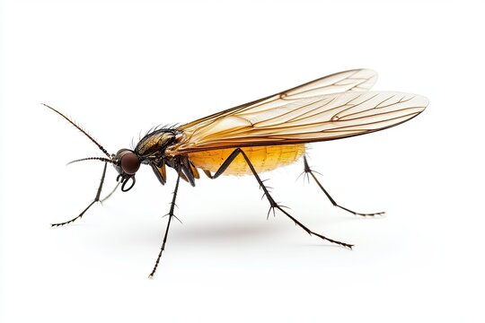 Dark-winged fungus gnat. on isolated white background. macro