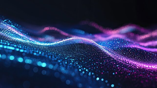 Musical waves ebb and flow smoothly. Information moves freely. Rendered in 3D