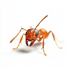 red ant on white background. close up