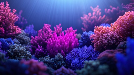 Fototapeta premium Vibrant underwater scene with colorful coral formations.