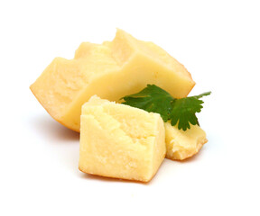 Piece of cheese isolated on a white background