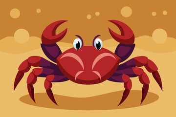 Fototapeta premium Vector Art of a Crab with Large Claws on a Seabed
