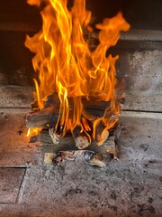 fire in the fireplace