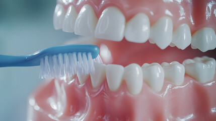 Obraz premium Dental Care Models with Artificial Teeth and Dentures Isolated for Oral Health and Hygiene