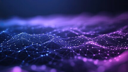 A 3D rendering of a network connection structure overlaid on a big data digital background, with a scientific theme of connected dots and lines