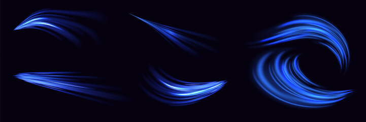 Network of blue spiral gloves.Abstract effect of movement at the speed of light. Vortex effect.