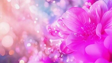 pink neon flower blooming scene; spring / summer / women / mother day / romantic background with copy space exposed
