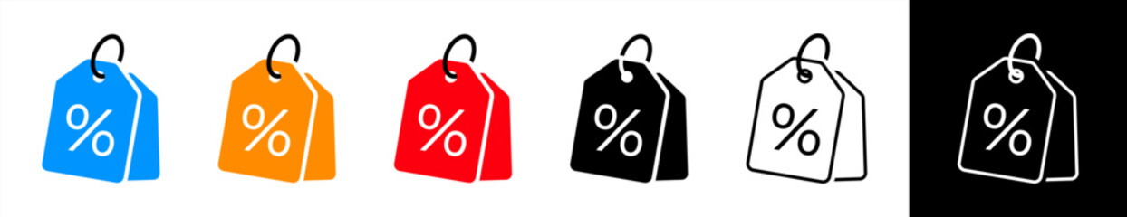Set of discount coupon or shopping tag. Label with percentage, discount offer tag symbol. Black friday discount, sale label. Sale price tag with discount offer. Vector 10 eps.