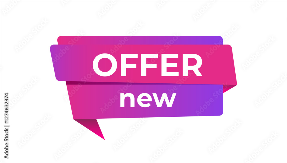Poster New offer tag badge. Modern vector banner ribbon new offer. Web element. Vector 10 eps.