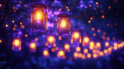 Magical jar lights illuminate night garden party