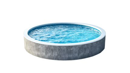 Cool concrete swimming pool featuring crystal-blue water, offering serene summer relaxation with transparent background design capability