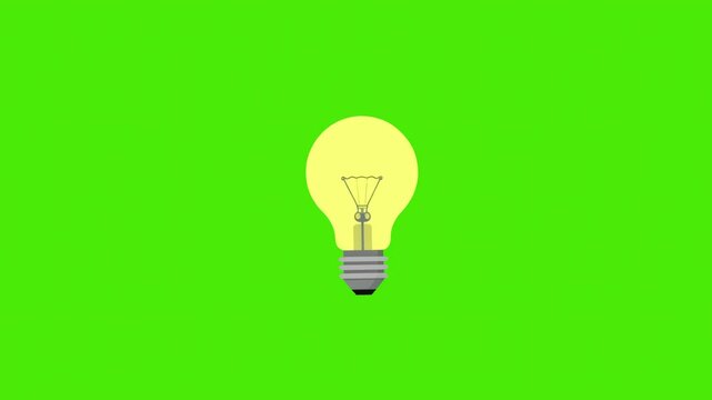 4k animation of yellow light bulb icon isolated on green screen