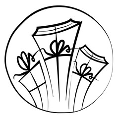Cute hand drawn gift with ribbon