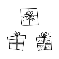 Cute hand drawn gift with ribbon