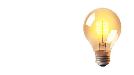 Realistic glowing light bulb isolated on transparent background, perfect for creative projects related to innovation, ideas, and inspiration