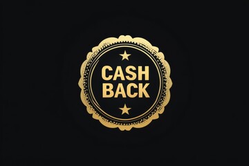 Vector emblem representing cash back offer designed for promotional use on dark background