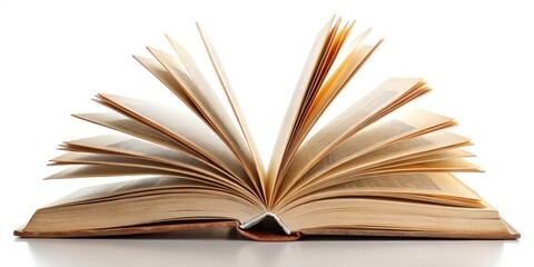 Open Book on White Background