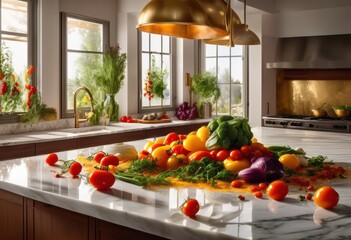 visually captivating floating ingredients art personal chef services featuring colorful unique culinary elements, aroma, appetizer, beverages, bites