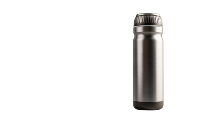 Sleek metal water bottle, minimalist design supporting eco-friendly hydration needs