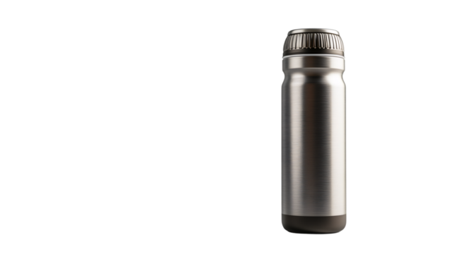 Sleek metal water bottle, minimalist design supporting eco-friendly hydration needs