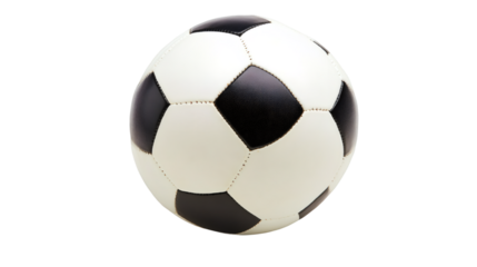 Soccer ball with black and white pentagons rotating on transparent background, perfect for sports concepts
