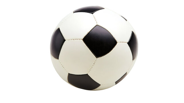 Soccer ball with black and white pentagons rotating on transparent background, perfect for sports concepts