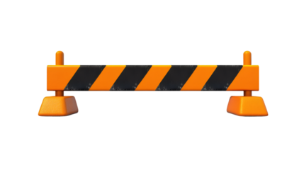 3d rendering of an orange and black traffic barrier on transparent background, ideal for compositions