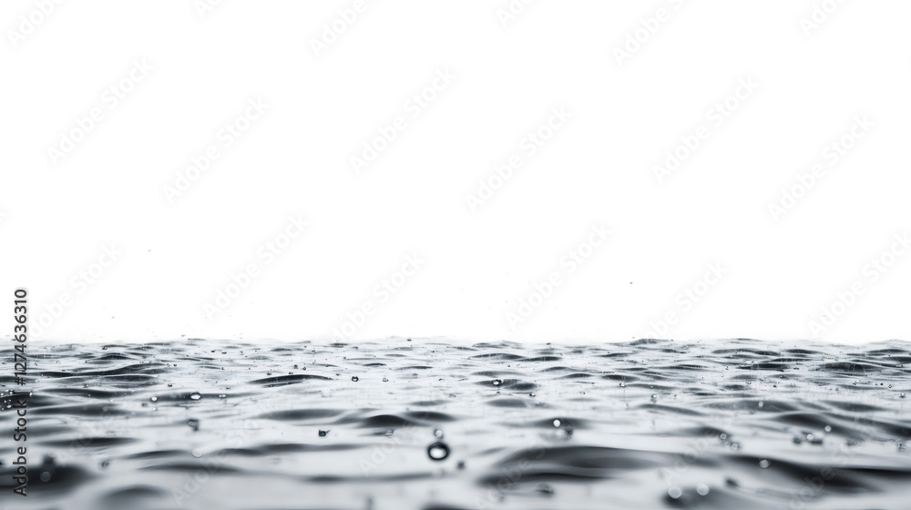 Poster rain falling on a transparent water surface, creating mesmerizing ripples and droplets that dance ac