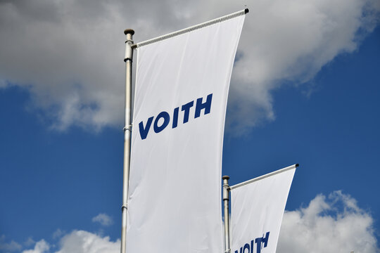 Salzgitter, Lower Saxony, Germany - August 11, 2024: Voith Group in Salzgitter - VOITH is a multinational corporation in the mechanical engineering sector