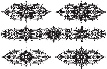 Fototapeta premium Set of futuristic mandala ornaments. Hand drawn vector illustration