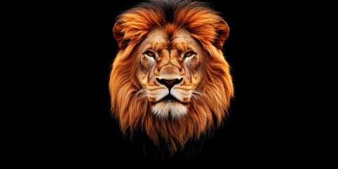 Fototapeta premium Royal and majestic, this African lion face is available for royalty-free use in various contexts.