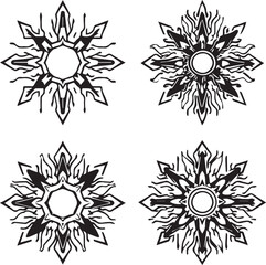 Set of futuristic mandala ornaments. Hand drawn vector illustration