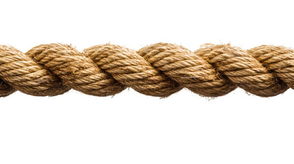 Weathered jute rope curving with natural texture, highlighting organic material against clean transparent backdrop for rustic styling