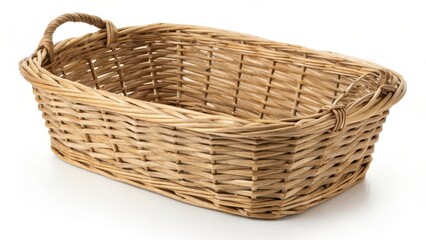 Wicker Basket on White Background