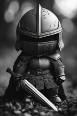 Fototapeta premium 3D printed action figure of a medieval knight with sword and armor. Perfect for collectors or as a thematic decoration.