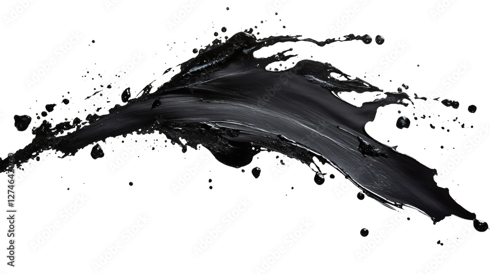 Aufkleber Black paint splashing against a transparent background, creating dynamic textures ideal for various graphic design projects and artistic expressions