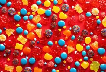 vibrant colorful candy arrangement captured bright lively light setting showcasing explosion color sweet delights, bowl, sweets, jellybeans, gummies