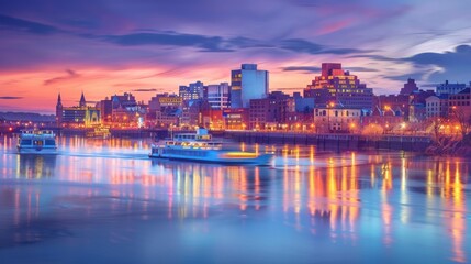 Naklejka premium A cityscape with a focus on sustainability, and eco-friendly designs