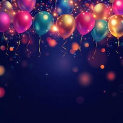 Background with colorful balloons and confetti. Vector illustration. Eps 10