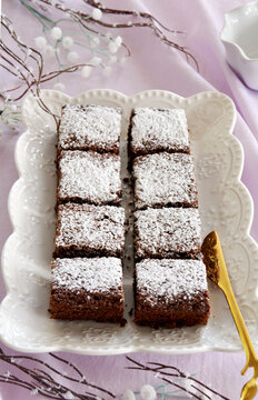 Brownie squares on prety plate