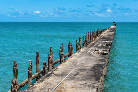 Bridge of the English at the Iracema beach, Fortaleza, Ceara in Brazil. Historical patrimony of Fortaleza