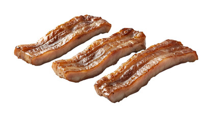Delicious crispy bacon isolated on transparent background, perfect for food and recipe concepts