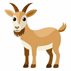 Fototapeta premium Cute goat standing with a friendly expression on a white background