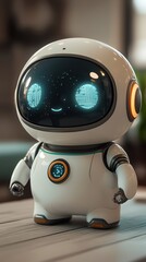 Charming 3d ai assistant analyzing data with playful flair