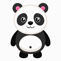 Fototapeta premium Panda character icon with smiling expression on white background