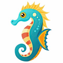 Fototapeta premium Colorful seahorse illustration with vibrant details