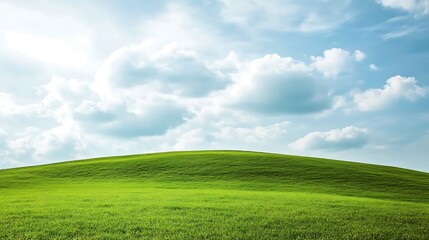 Serene Green Hill Under a Cloudy Sky