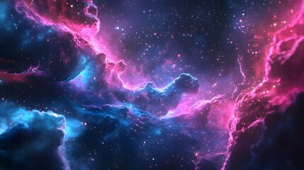 Fototapeta premium A mixture of glowing nebulae and stars in futuristic galaxy