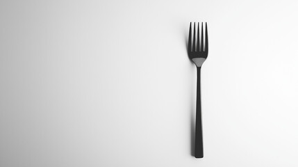 simple shiny   black fork made of stainless steel isolated on  gray   background 