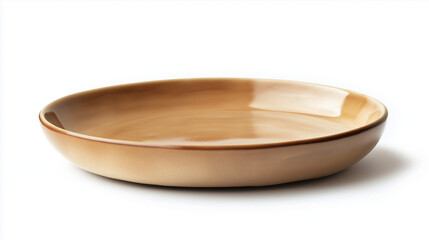 side view for  blank beige plate, isolated on a white background, appears clean, minimal, smooth, and ready for serving.